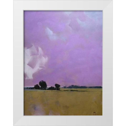 Over the Fields to the Distant Sea White Modern Wood Framed Art Print by Bailey, Paul