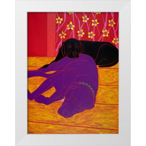 Let Sleeping Dogs Lie White Modern Wood Framed Art Print by Bond, Angela