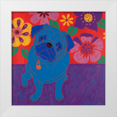 Perspicacious Pug White Modern Wood Framed Art Print by Bond, Angela