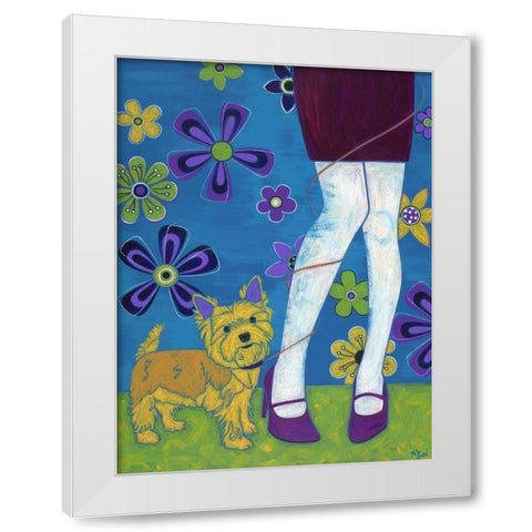 The Yorkie Fandango White Modern Wood Framed Art Print by Bond, Angela