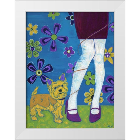 The Yorkie Fandango White Modern Wood Framed Art Print by Bond, Angela