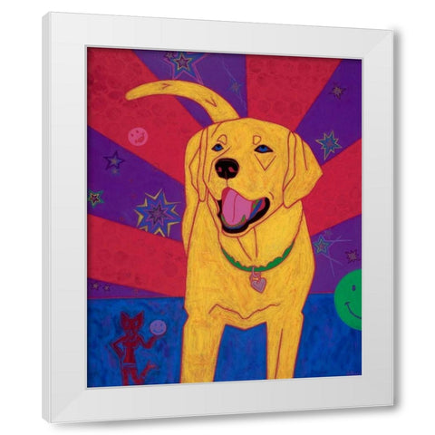 Yellow Happiness White Modern Wood Framed Art Print by Bond, Angela