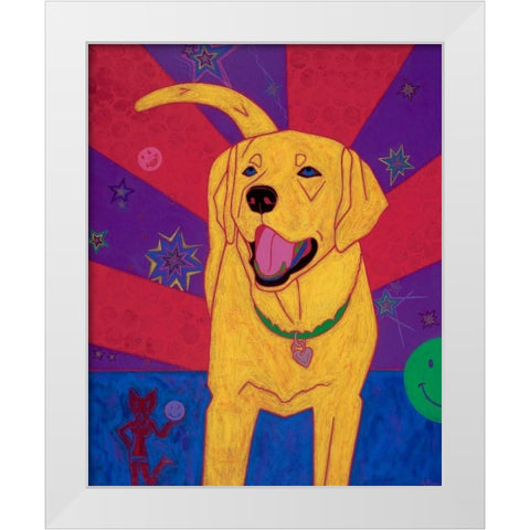 Yellow Happiness White Modern Wood Framed Art Print by Bond, Angela