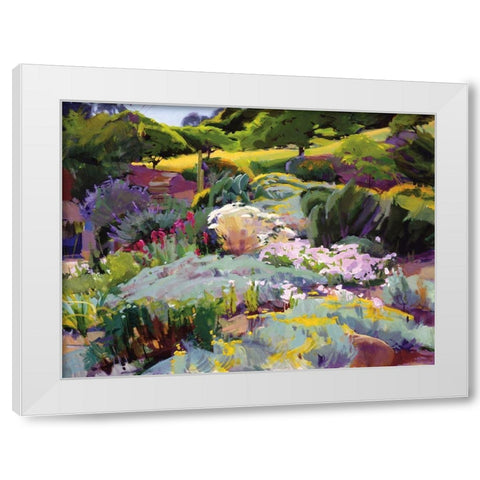 Hillside Garden White Modern Wood Framed Art Print by Burtt, Marcia