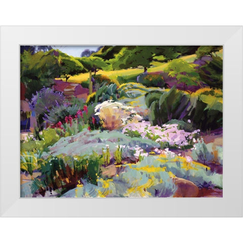 Hillside Garden White Modern Wood Framed Art Print by Burtt, Marcia
