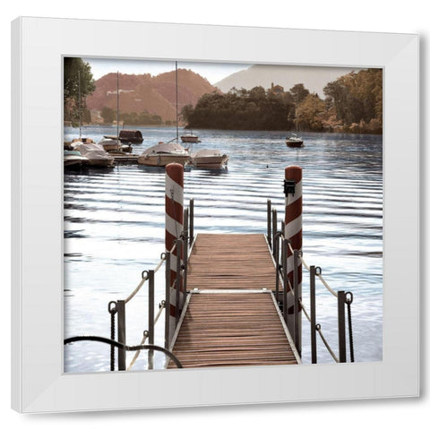 Island Harbor Pier White Modern Wood Framed Art Print by Blaustein, Alan