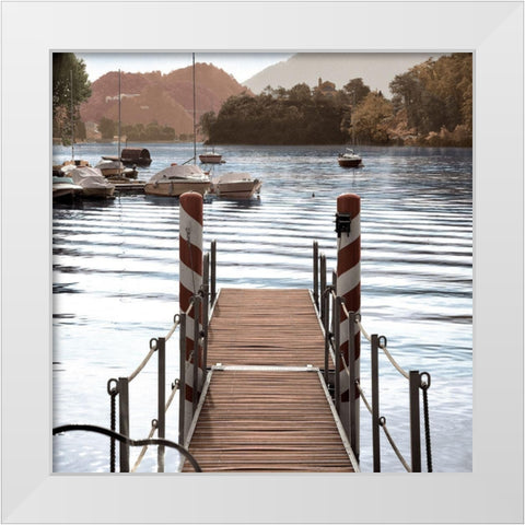 Island Harbor Pier White Modern Wood Framed Art Print by Blaustein, Alan