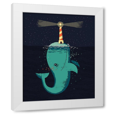 King of The Narwhals White Modern Wood Framed Art Print by Buxton, Michael