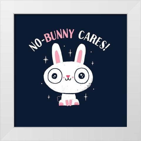No Bunny Cares White Modern Wood Framed Art Print by Buxton, Michael