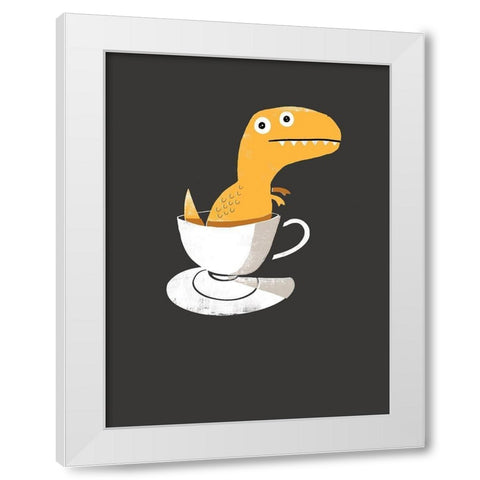 Tea Rex White Modern Wood Framed Art Print by Buxton, Michael
