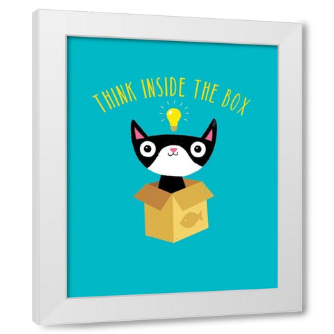 Think Outside The Box White Modern Wood Framed Art Print by Buxton, Michael