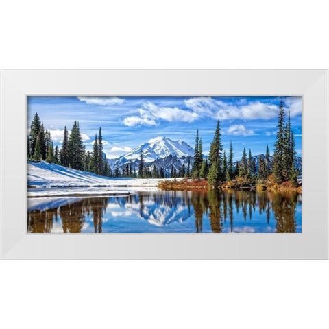 Mt. Rainier Vista White Modern Wood Framed Art Print by Broom, Michael