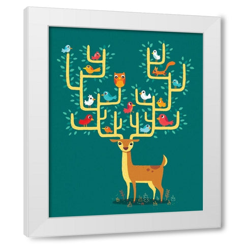 Antler City White Modern Wood Framed Art Print by Buxton, Michael