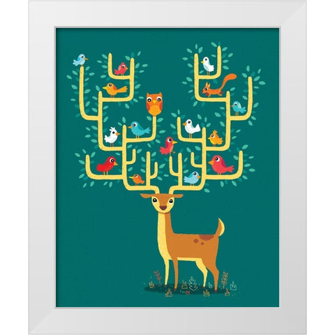 Antler City White Modern Wood Framed Art Print by Buxton, Michael