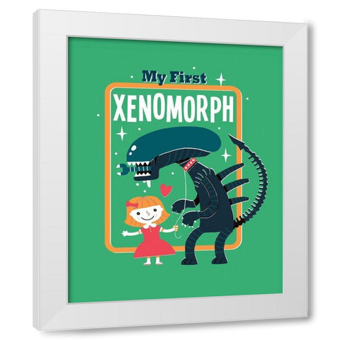 My First Xenomorph White Modern Wood Framed Art Print by Buxton, Michael
