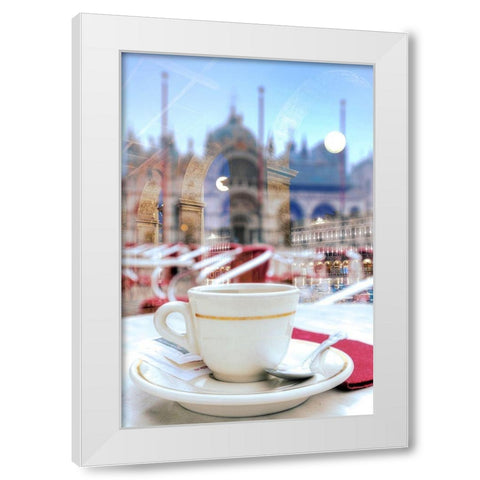 Caffe Florian Sunrise White Modern Wood Framed Art Print by Blaustein, Alan