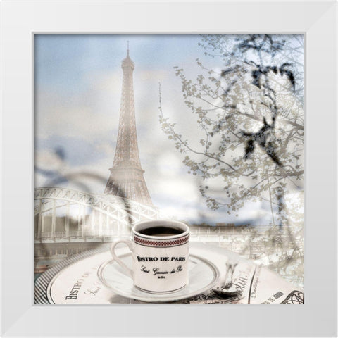 Bistro de Paris #1 White Modern Wood Framed Art Print by Blaustein, Alan