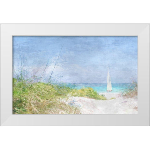 Solitary Yacht White Modern Wood Framed Art Print by Bay, Noah