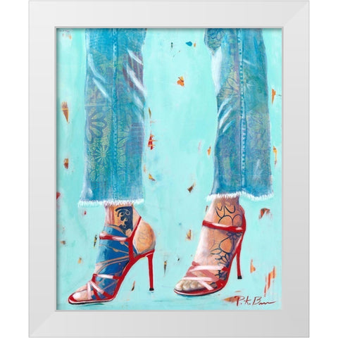 Red Heels White Modern Wood Framed Art Print by Beer, Pamela K.
