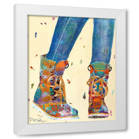Hiking Boots White Modern Wood Framed Art Print by Beer, Pamela K.