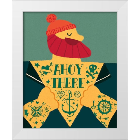 Ahoy There White Modern Wood Framed Art Print by Buxton, Michael