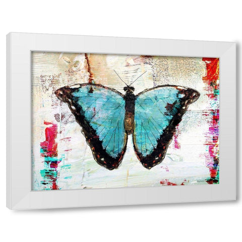 Blue Morpho 1.0 White Modern Wood Framed Art Print by Baran, John