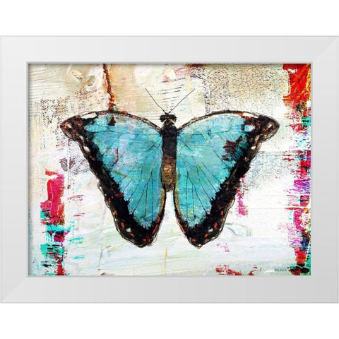 Blue Morpho 1.0 White Modern Wood Framed Art Print by Baran, John
