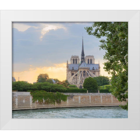 Notre Dame - View from the Seine White Modern Wood Framed Art Print by Blaustein, Alan