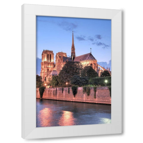 Notre Dame at Dusk White Modern Wood Framed Art Print by Blaustein, Alan