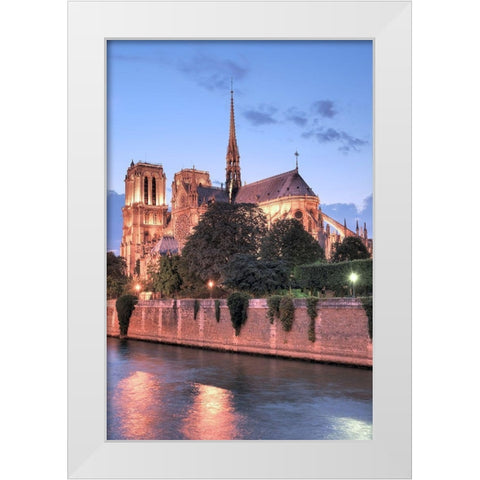 Notre Dame at Dusk White Modern Wood Framed Art Print by Blaustein, Alan