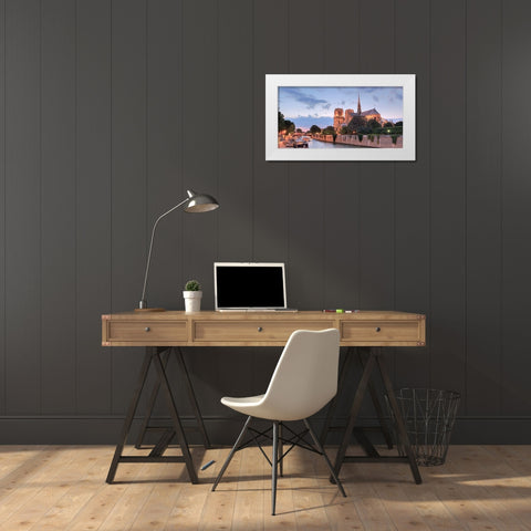 River View - Notre Dame White Modern Wood Framed Art Print by Blaustein, Alan