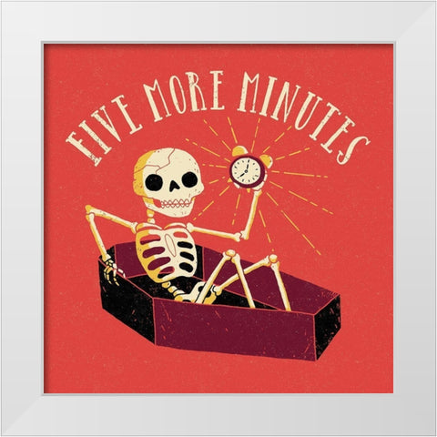 Five More Minutes White Modern Wood Framed Art Print by Buxton, Michael