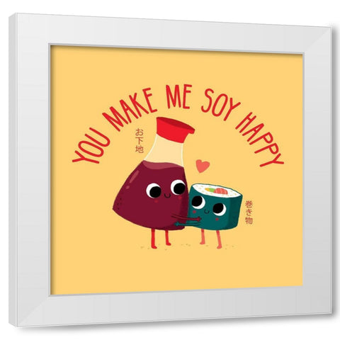 Soy Happy White Modern Wood Framed Art Print by Buxton, Michael