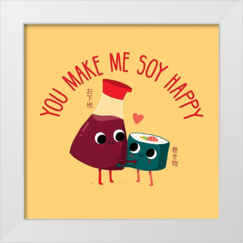 Soy Happy White Modern Wood Framed Art Print by Buxton, Michael