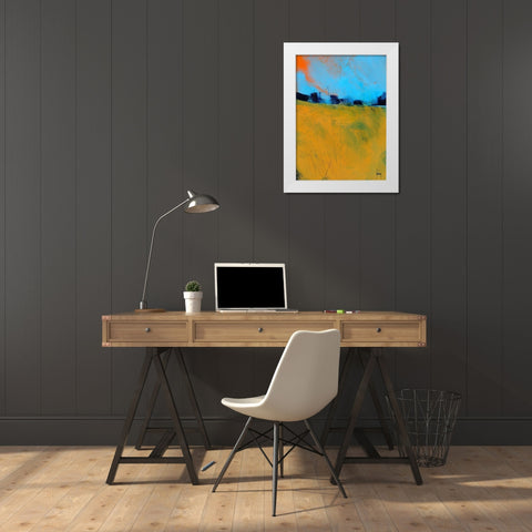 Tiny Orange Sun White Modern Wood Framed Art Print by Bailey, Paul