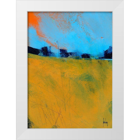 Tiny Orange Sun White Modern Wood Framed Art Print by Bailey, Paul