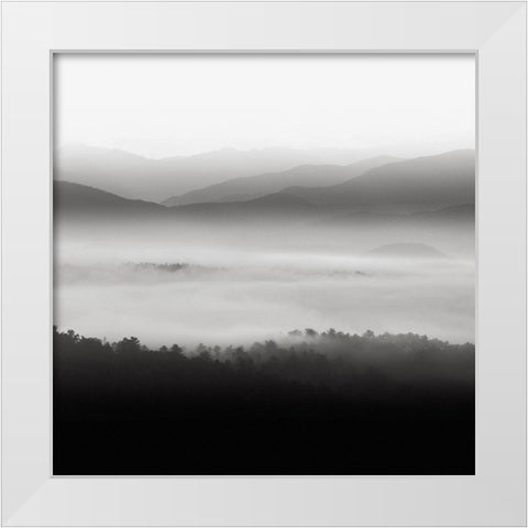 Still Morning Smoky Mountains White Modern Wood Framed Art Print by Bell, Nicholas