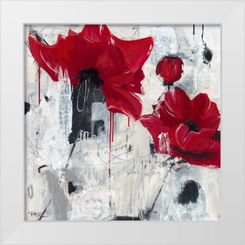 Poppy Love White Modern Wood Framed Art Print by Beer, Pamela K.