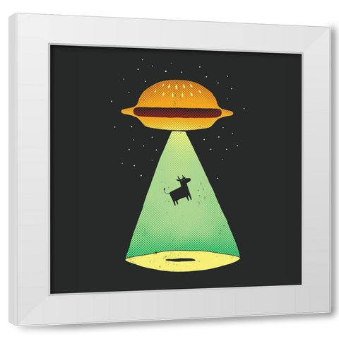 Burger Abduction White Modern Wood Framed Art Print by Buxton, Michael