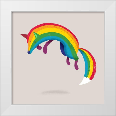 Rainbow Fox White Modern Wood Framed Art Print by Buxton, Michael