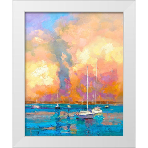 Evening On The Bay White Modern Wood Framed Art Print by Bruniany, Kasia