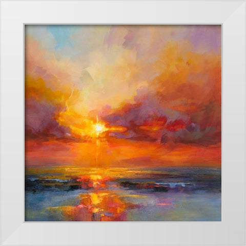 Evening Sparkle White Modern Wood Framed Art Print by Bruniany, Kasia