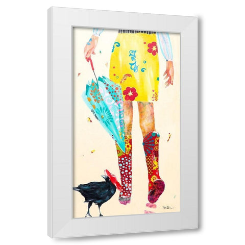 Rainy Day Companions White Modern Wood Framed Art Print by Beer, Pamela K.