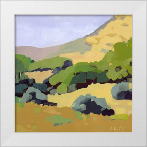 Hillside White Modern Wood Framed Art Print by Becker, Anne