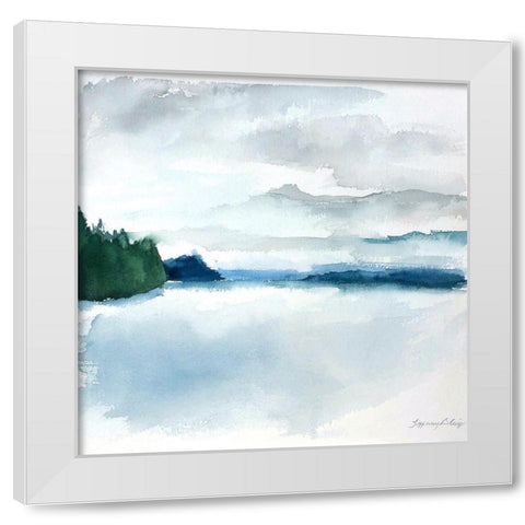 Shades of Blue White Modern Wood Framed Art Print by Blaise, Tiffany