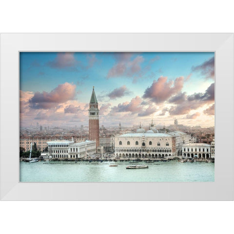 Piazza San Marco Panoramic Vista #1 White Modern Wood Framed Art Print by Blaustein, Alan