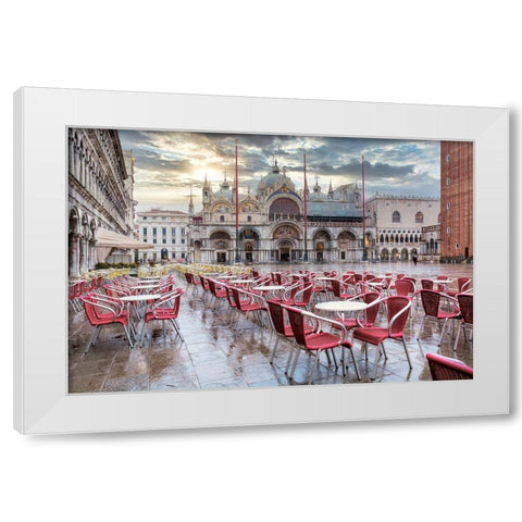 Piazza San Marco At Sunrise #14 White Modern Wood Framed Art Print by Blaustein, Alan