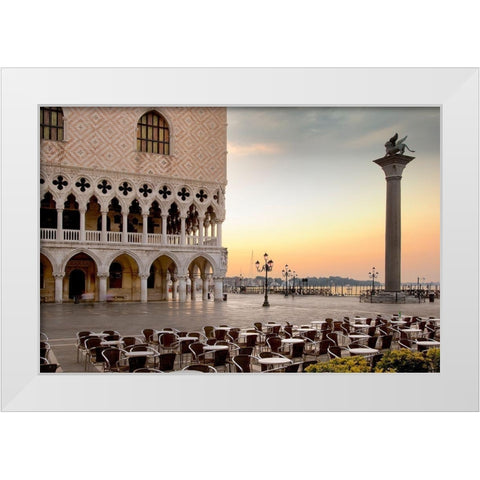 Piazza San Marco Sunrise #4 White Modern Wood Framed Art Print by Blaustein, Alan