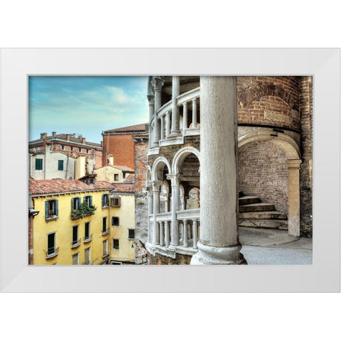 Scala del Contarini Bovolo #4 White Modern Wood Framed Art Print by Blaustein, Alan