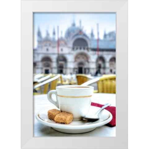 Caffe Piazza San Marco #2 White Modern Wood Framed Art Print by Blaustein, Alan